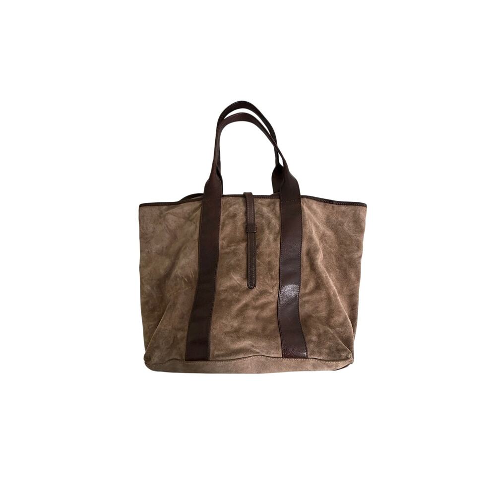 Barneys New York suede leather brown tote made in Italy - Picture 4 of 15